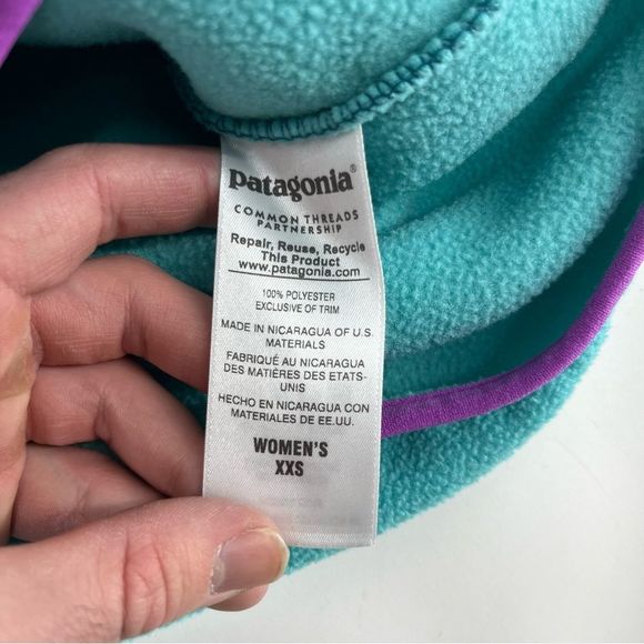 Patagonia Synchilla Jacket Women‎ XXS Blue Pink Multicolor Color Block Fleece - Picture 6 of 10